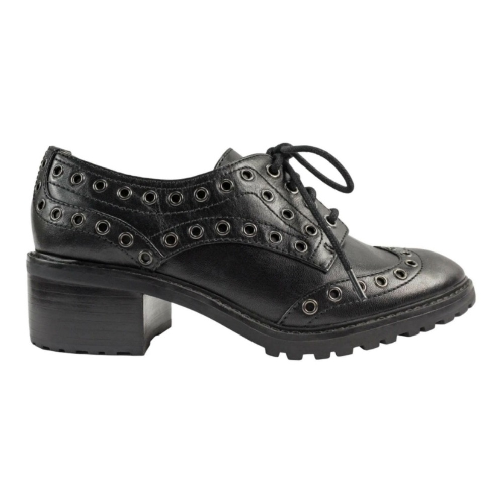 New Michael Kors Edison Grommet Leather chunky heel dark academia Oxfords